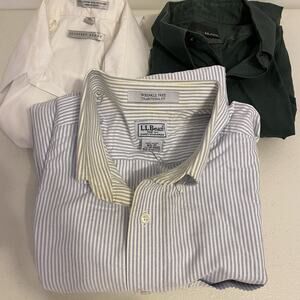 LL Bean Bill Blass Shirt Button Up Men 16.5 L/S Wrinkle Free LOT OF 3 Career